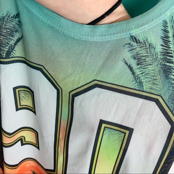 Touch Me Beach Scene 90 Sheer Colorful Jersey USA - Picture 11 of 11